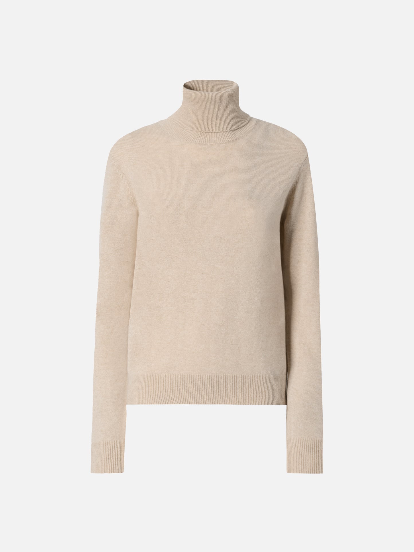 Düsterer Rollkragenpullover aus Kaschmir in Beige-Melange mit St.-Barth-Stickerei