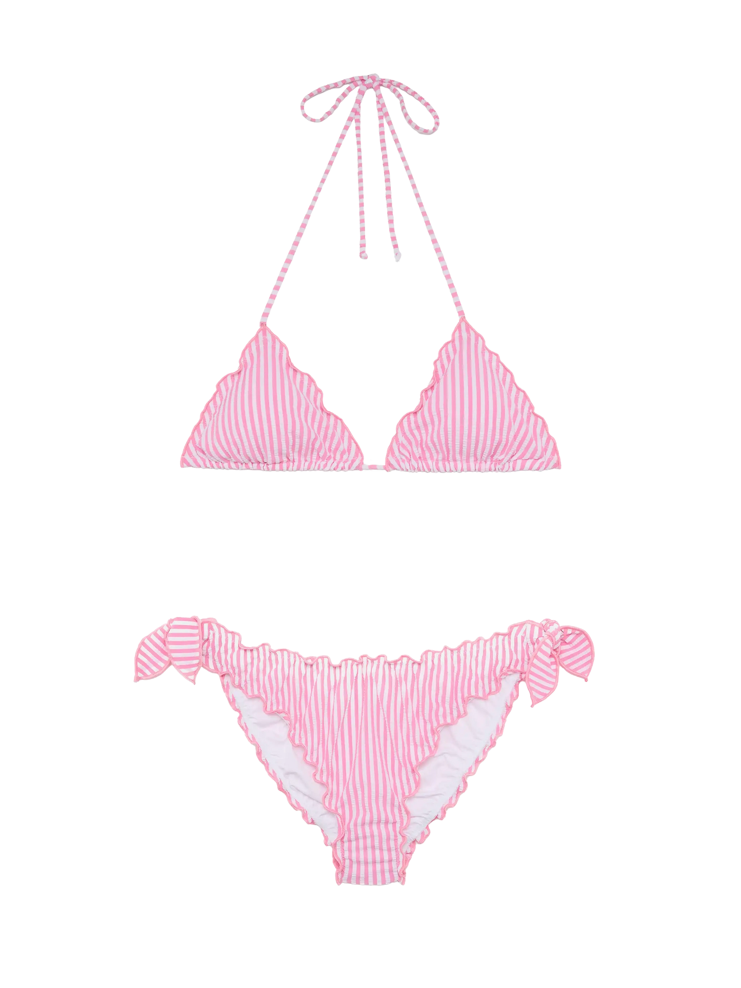 Classic seersucker triangle bikini Sagittarius Moon with striped print - MC2 Saint Barth