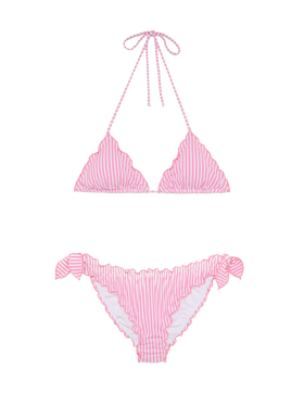 Classic seersucker triangle bikini Sagittarius Moon with striped print - MC2 Saint Barth