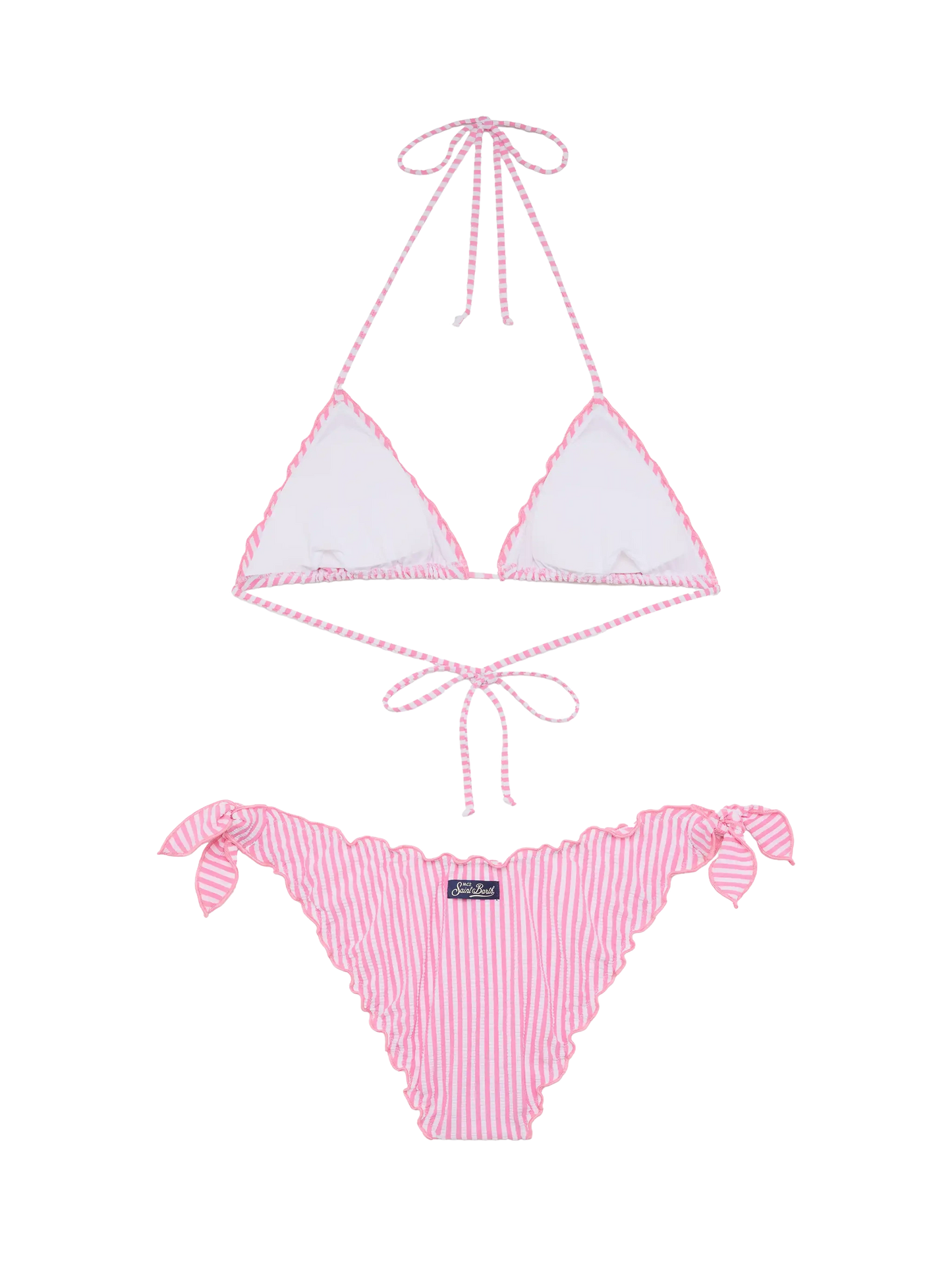 Classic seersucker triangle bikini Sagittarius Moon with striped print - MC2 Saint Barth