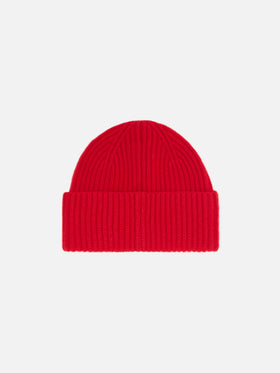Moss Beanie in red 100% WOOL with St. Barth embroidery