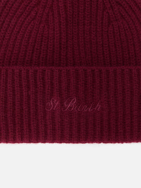Moss Beanie in burgundy 100% WOOL with St. Barth embroidery