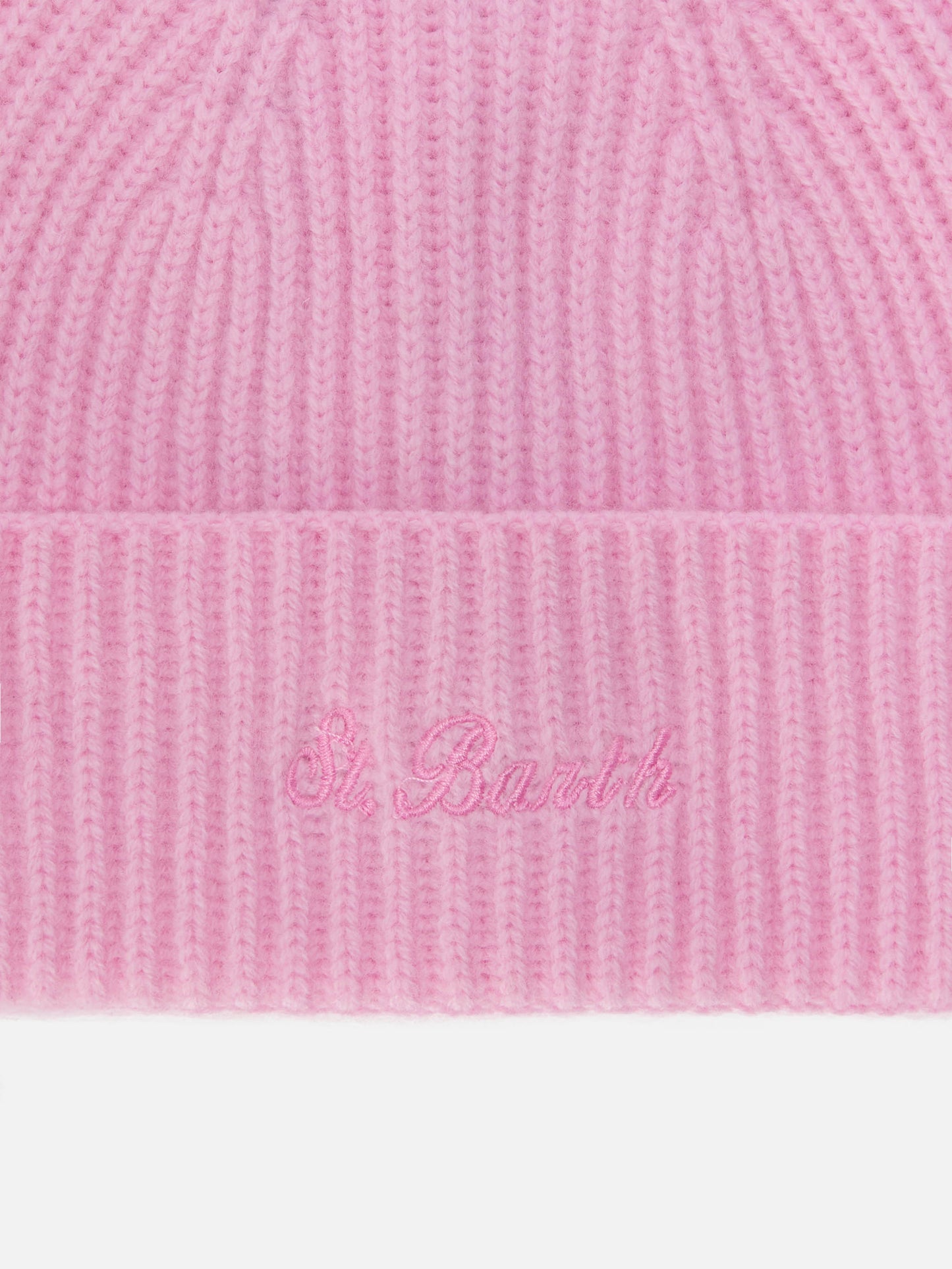 Moss Beanie in pink 100% WOOL with St. Barth embroidery