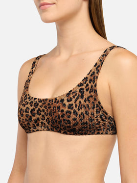 Naima crinkle classico top a bralette con stampa leopardata