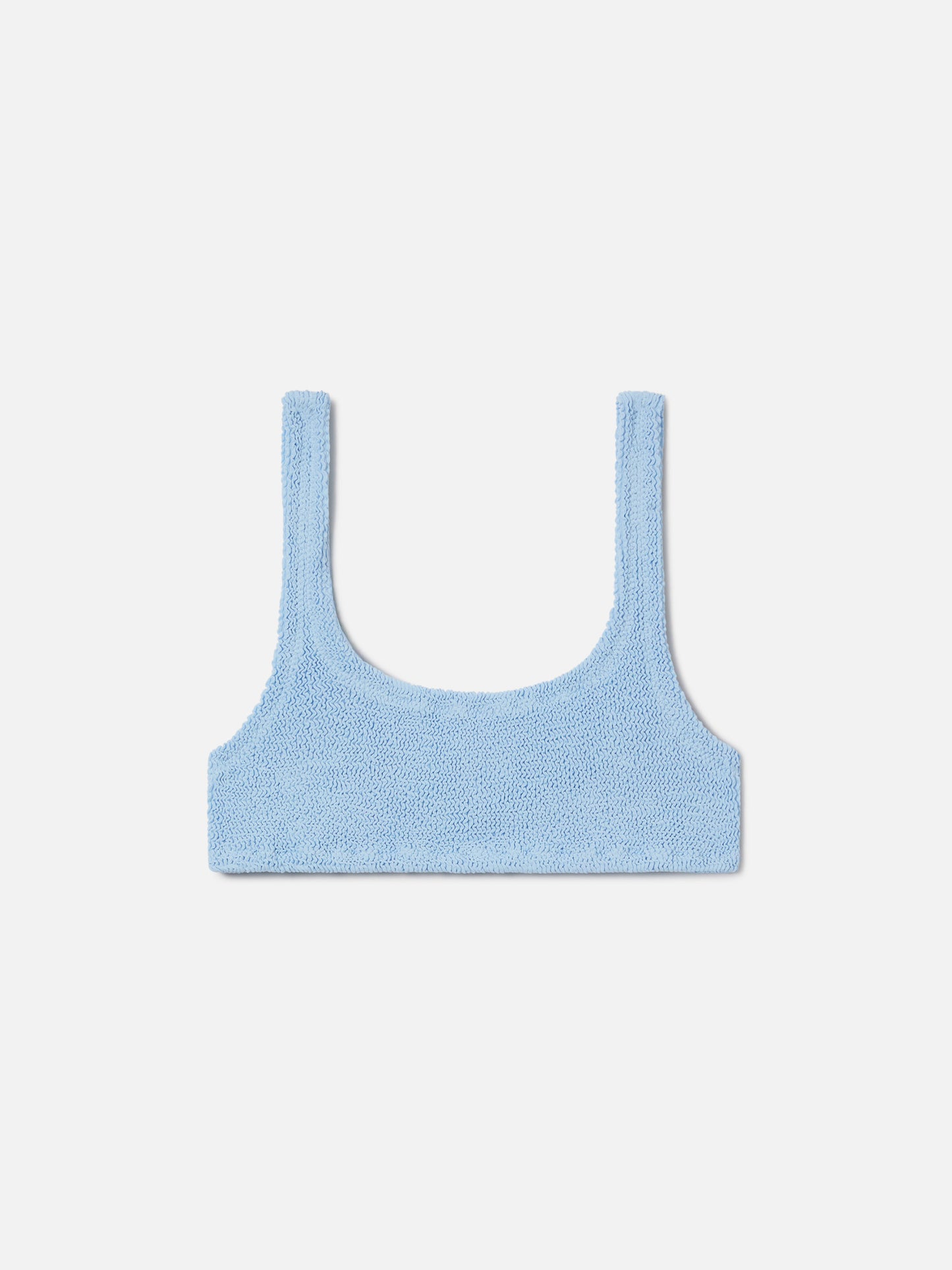 Top bikini Naima bralette in tessuto crinkle azzurro