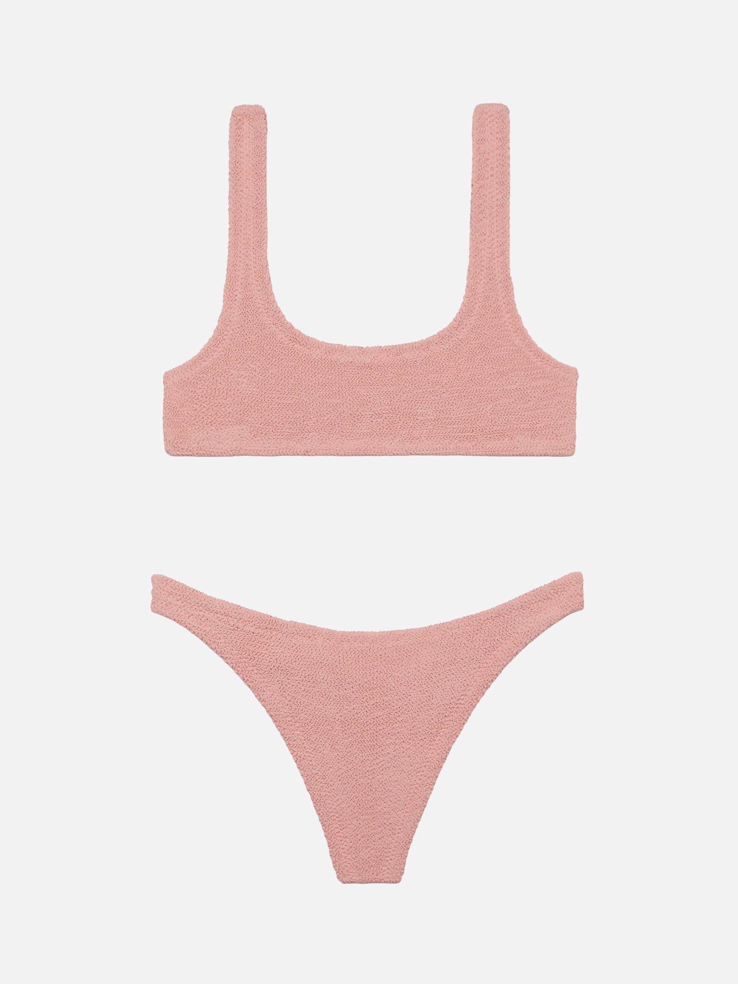 Bikini a bralette Naima Naomi in tessuto crinkle rosa con slip cheeky