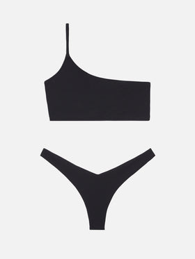 One shoulder bralette bikini Macy Naomi in ribbed black