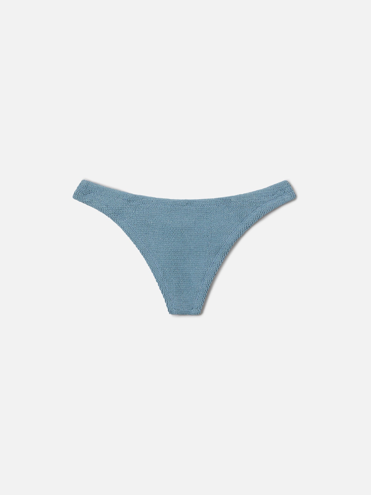 Slip mare Naomi modello brasiliana in tessuto crinkle lurex blu avio