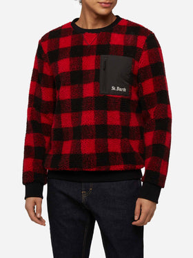 Teddy-fleece sweatshirt Oak with check print - MC2 Saint Barth