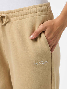 Woman beige cotton fleece jogger pants Odalys - MC2 Saint Barth