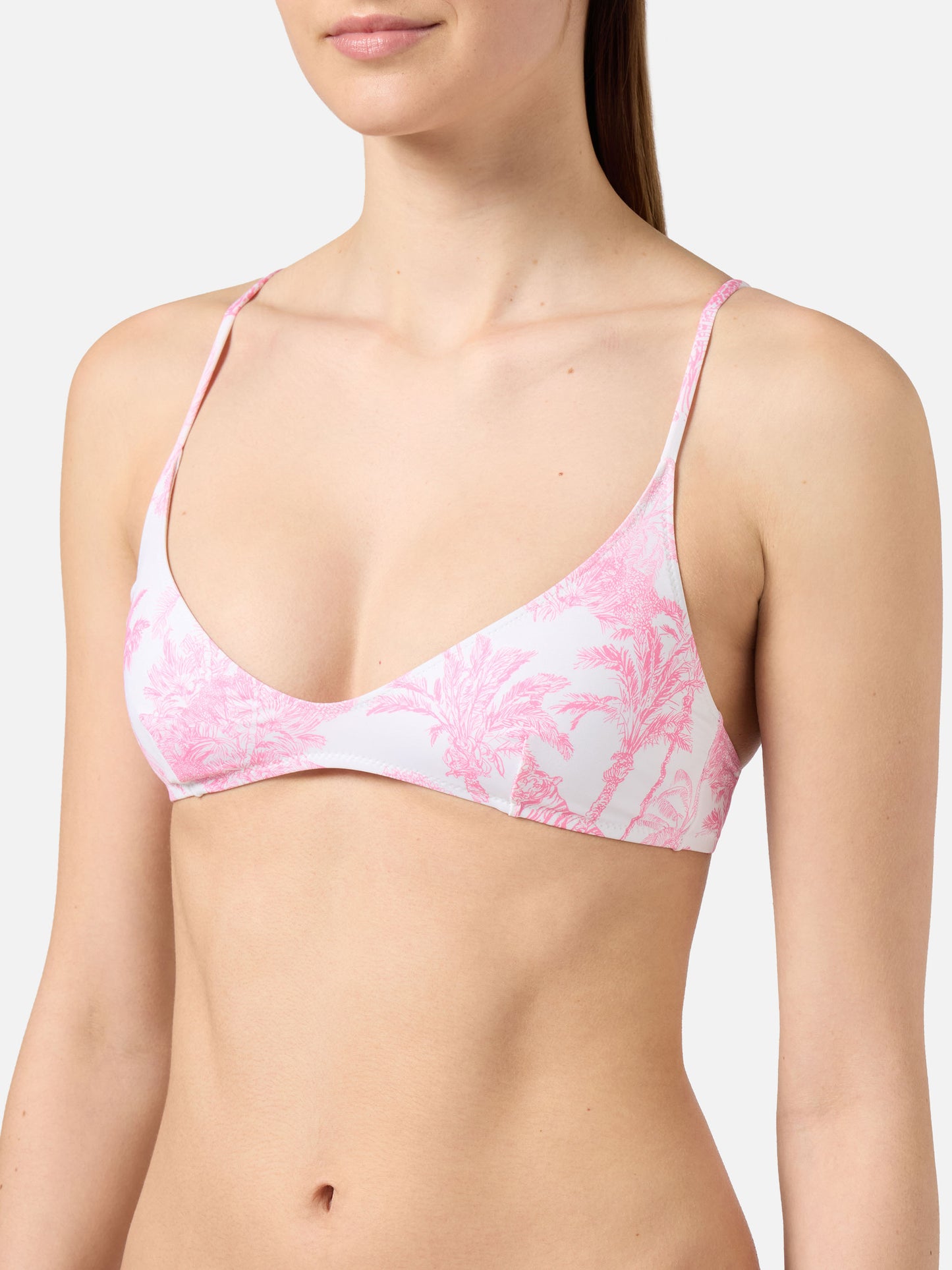 Top bikini Paloma bralette con stampa toile de jouy rosa