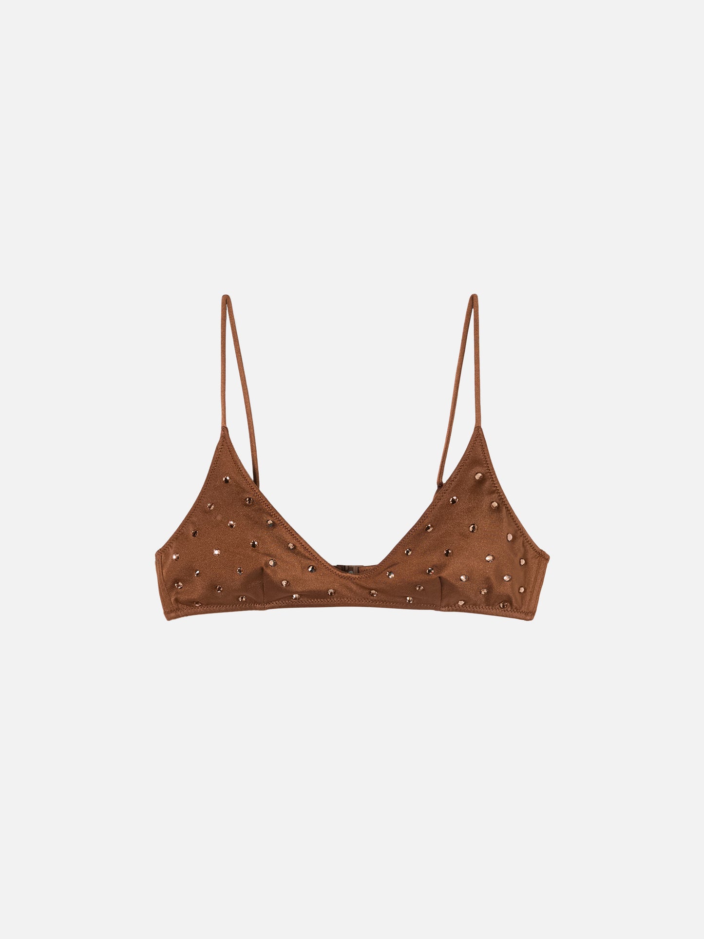 Bralette scollata marrone con applicazioni di strass Paloma