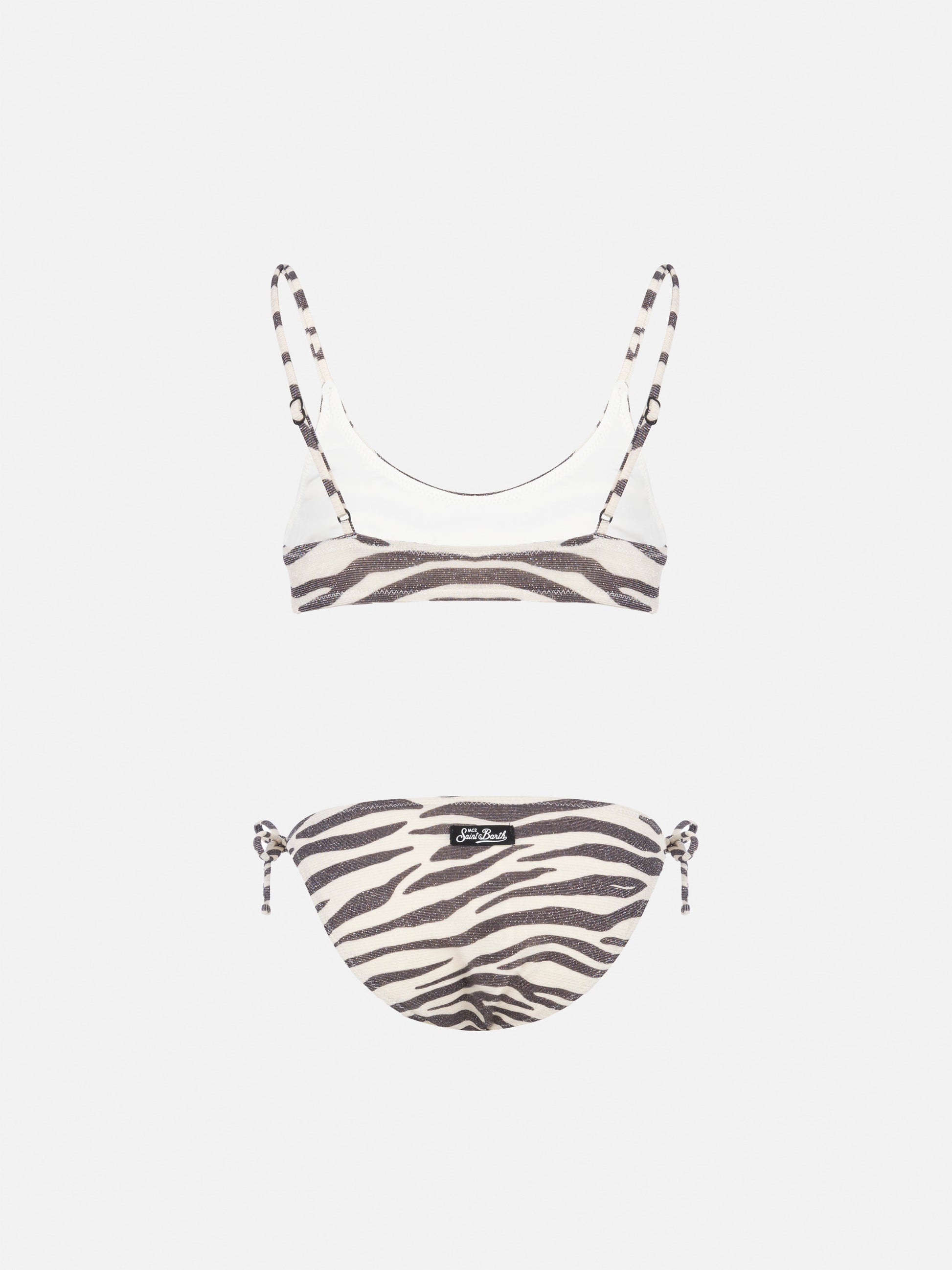 Paloma Jr lurex bralette bikini with zebra print - MC2 Saint Barth