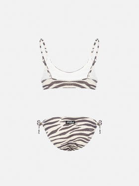 Paloma Jr lurex bralette bikini with zebra print - MC2 Saint Barth