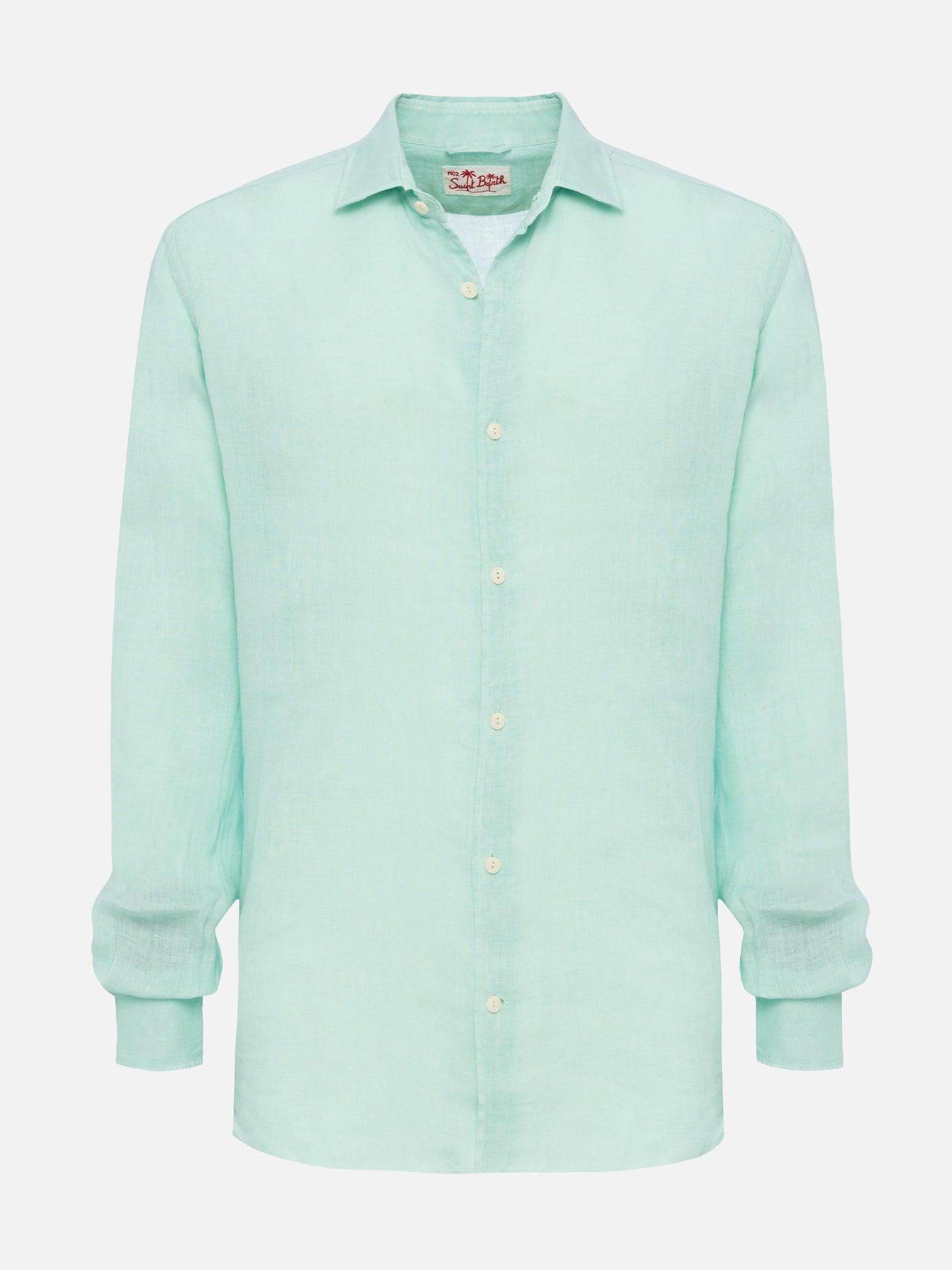 Sage green linen shirt Pamplona - MC2 Saint Barth