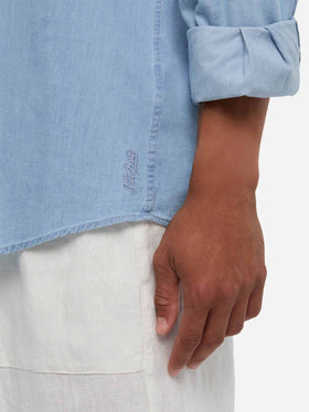 Light denim blue chambray shirt Pamplona