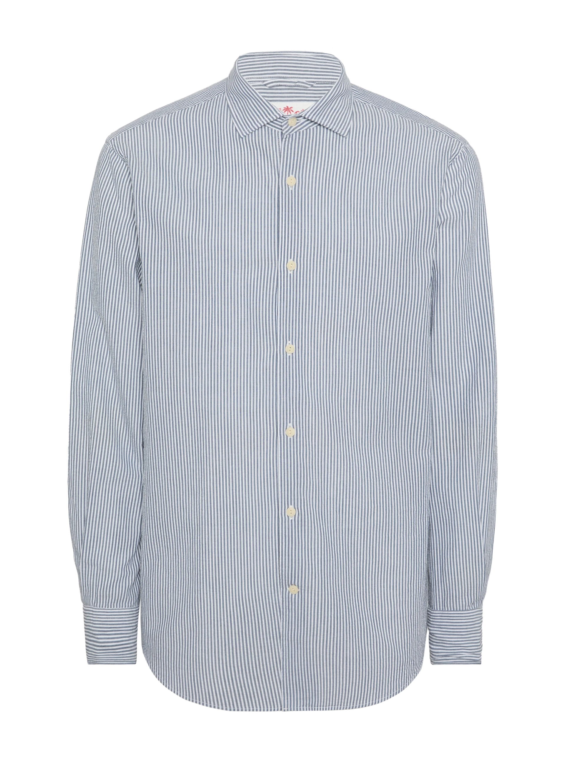 Light blue striped seersucker shirt Pamplona - MC2 Saint Barth