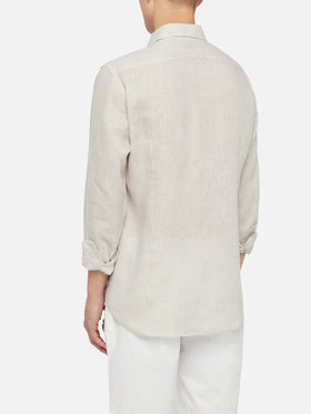 Beige striped linen shirt Pamplona - MC2 Saint Barth