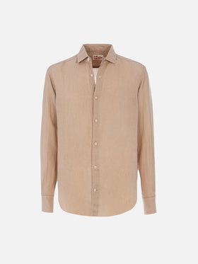 Camicia da uomo in lino beige Pamplona