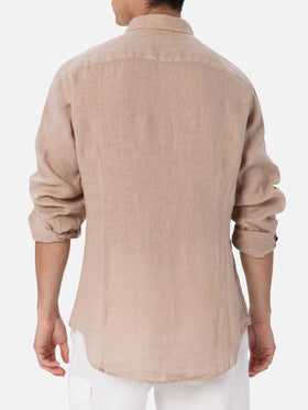 Camicia da uomo in lino beige Pamplona