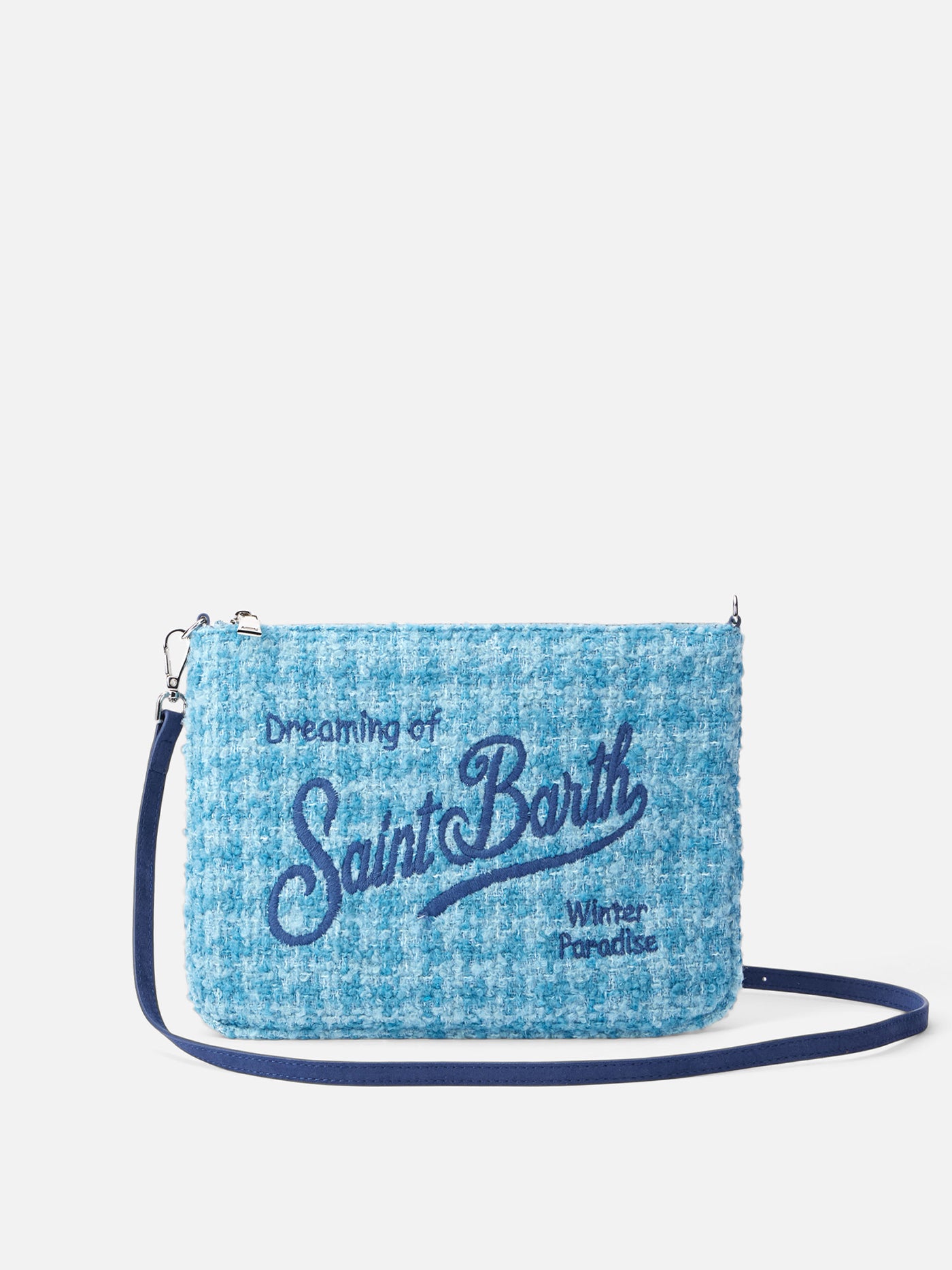 Blue tweed Parisienne pouch with chain - MC2 Saint Barth