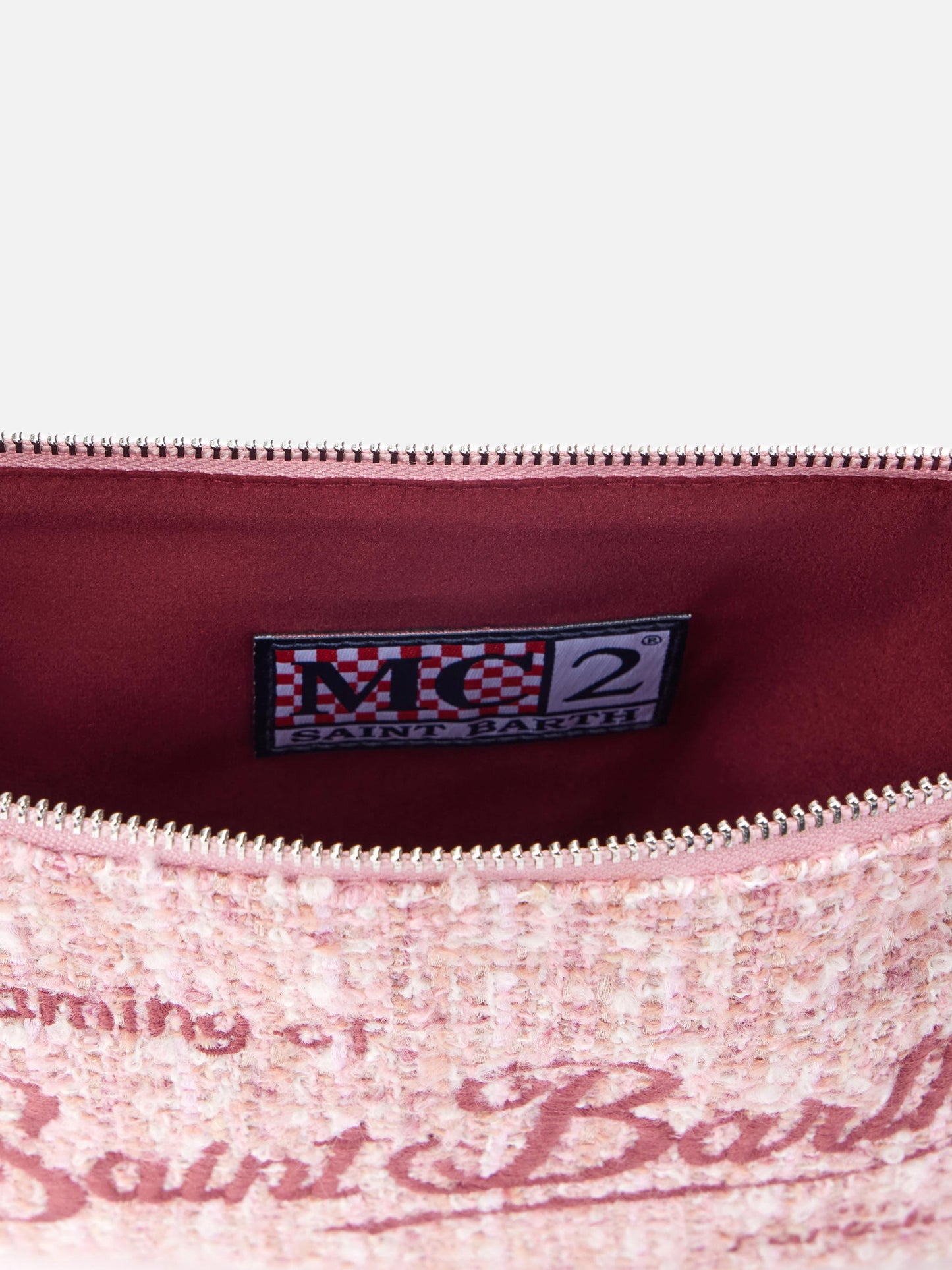 Pink tweed Parisienne pouch with chain - MC2 Saint Barth