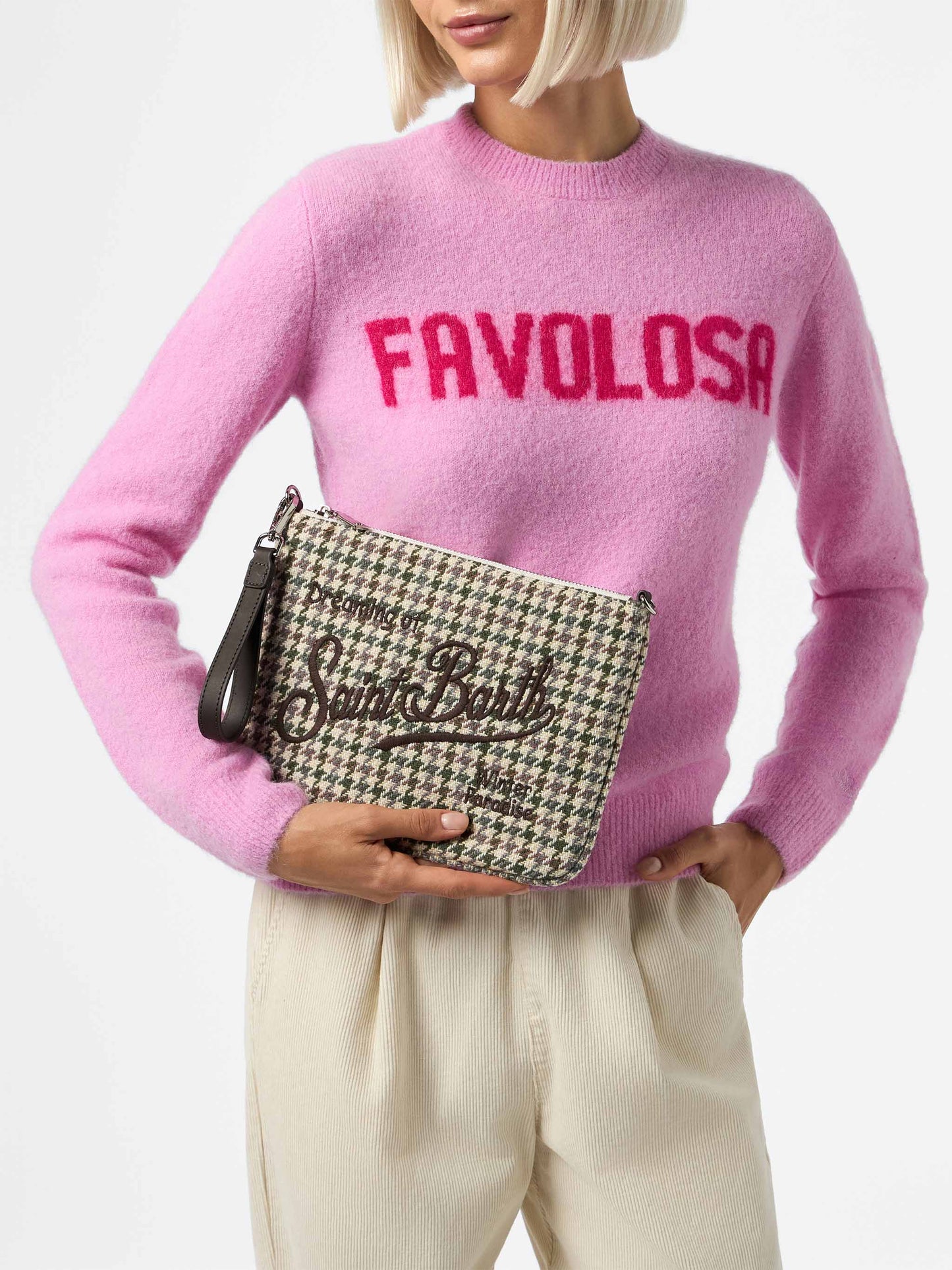 Multicolor check Parisienne pouch with chain - MC2 Saint Barth