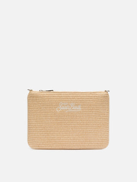 Parisienne Straw effect pouch bag with embroidered logo - MC2 Saint Barth