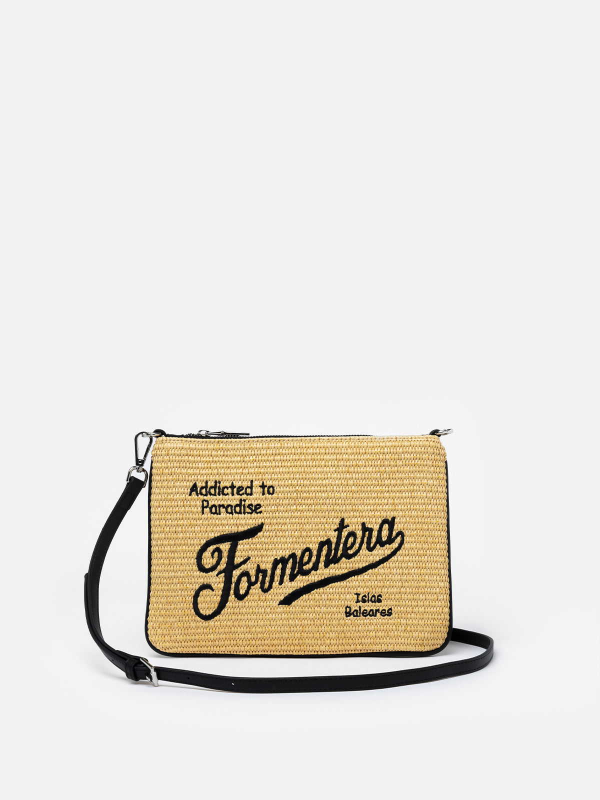 Pouch Parisienne in paglia con ricamo Formentera