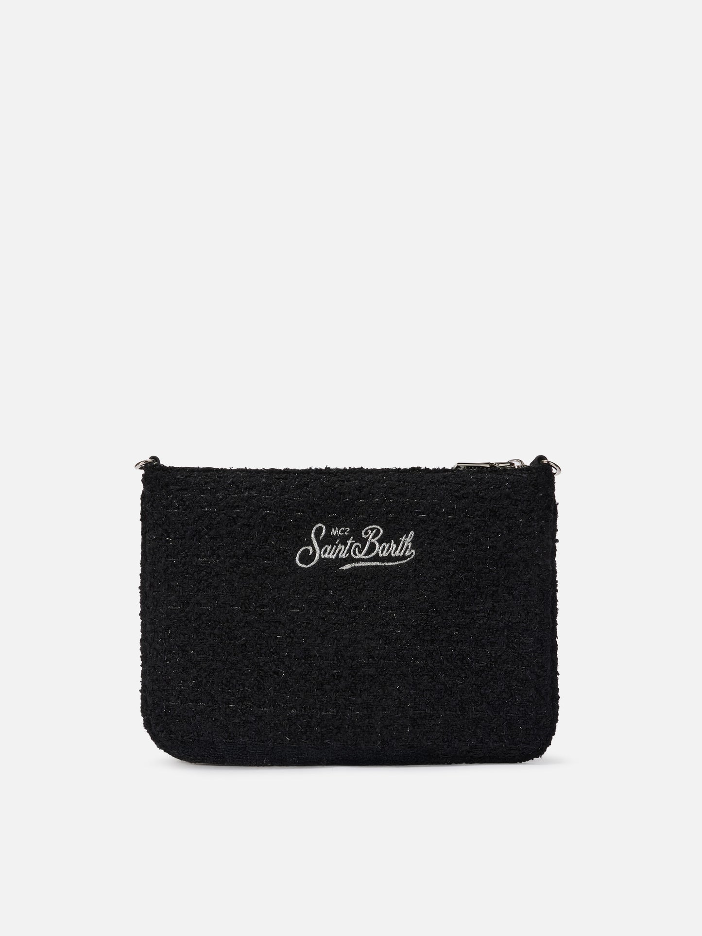 Parisienne Tweed Crossbody Bag in black tweed