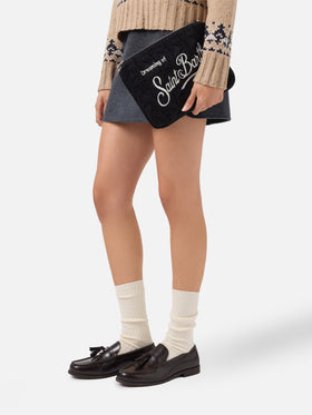 Borsa crossbody Parisienne Wool Braid in misto lana a trecce nera