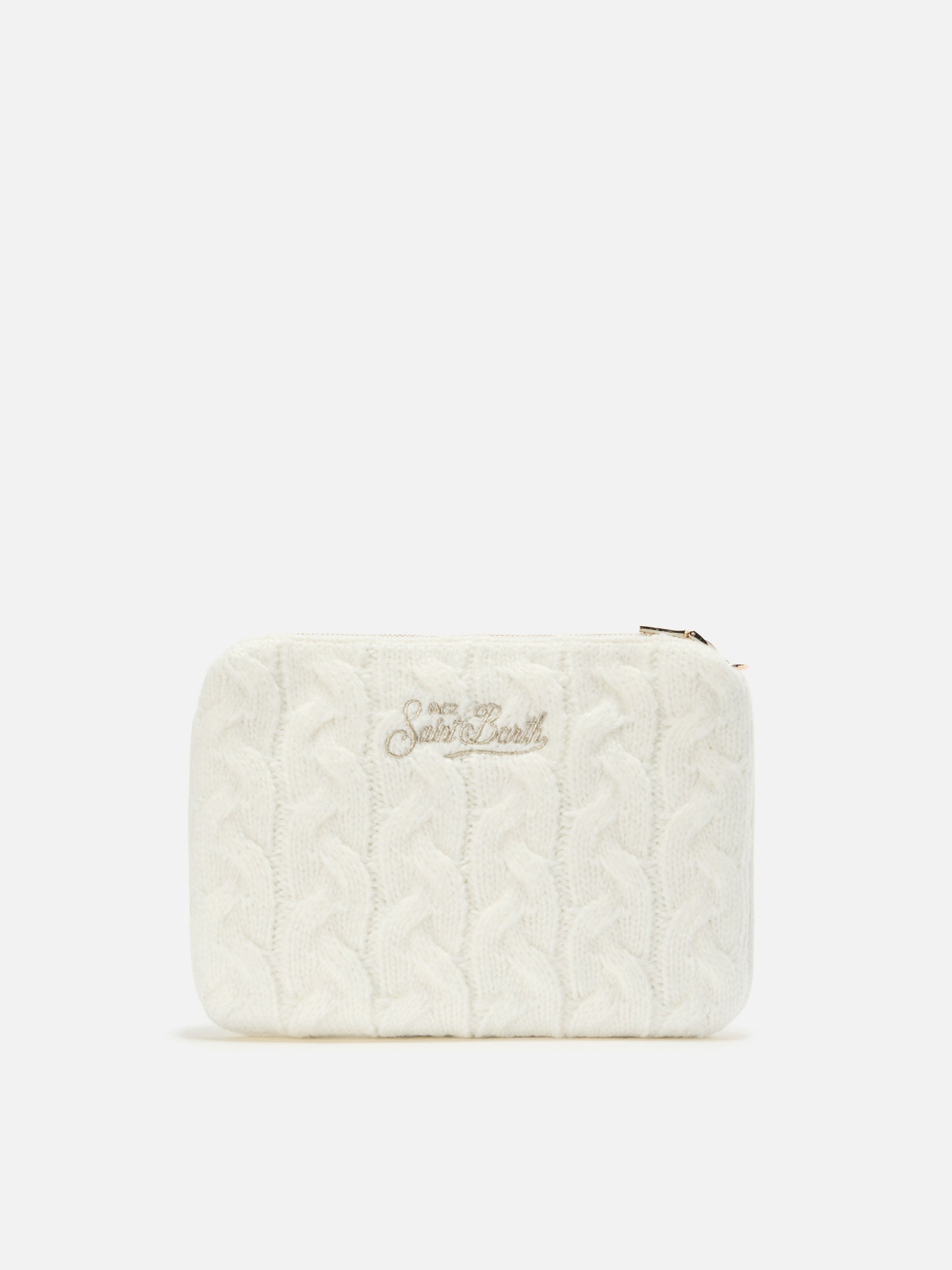 Borsa crossbody Parisienne Wool Braid in misto lana a trecce bianca