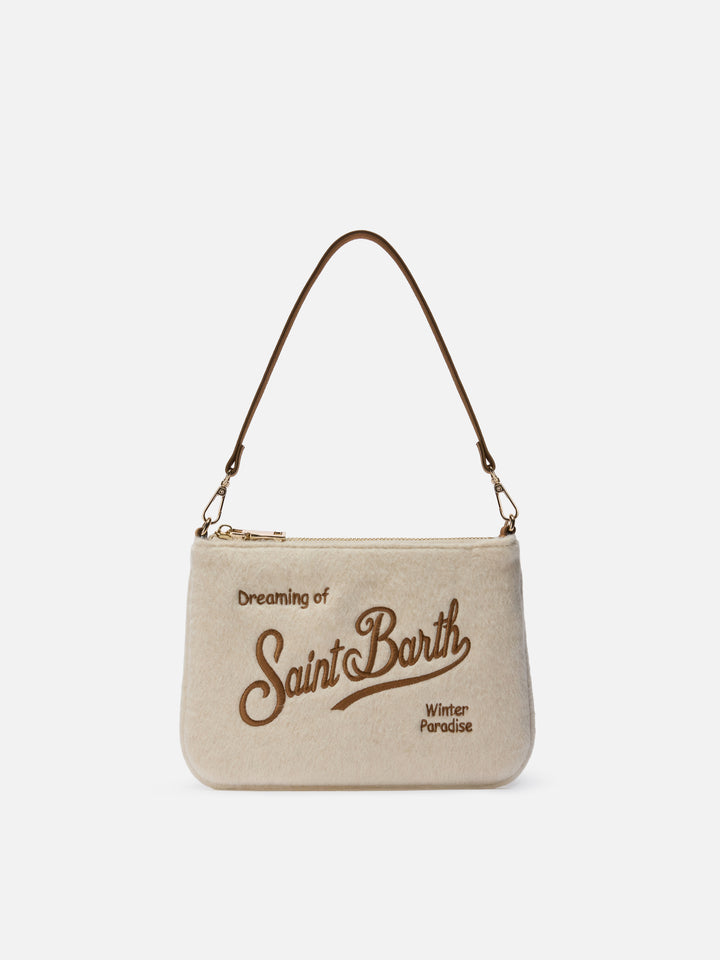 Borsetta a spalla Parisienne Mini Felt in misto lana bianco