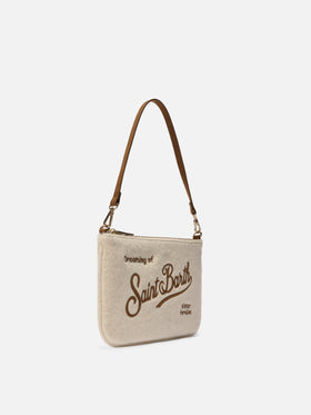 Borsetta a spalla Parisienne Mini Felt in misto lana bianco