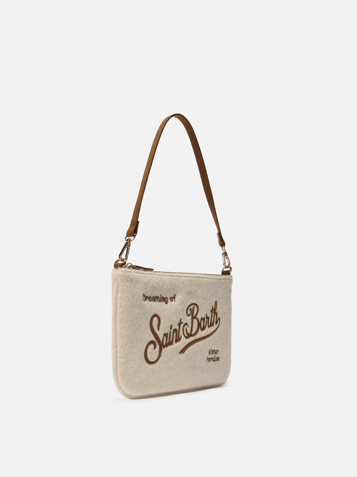 Borsetta a spalla Parisienne Mini Felt in misto lana bianco