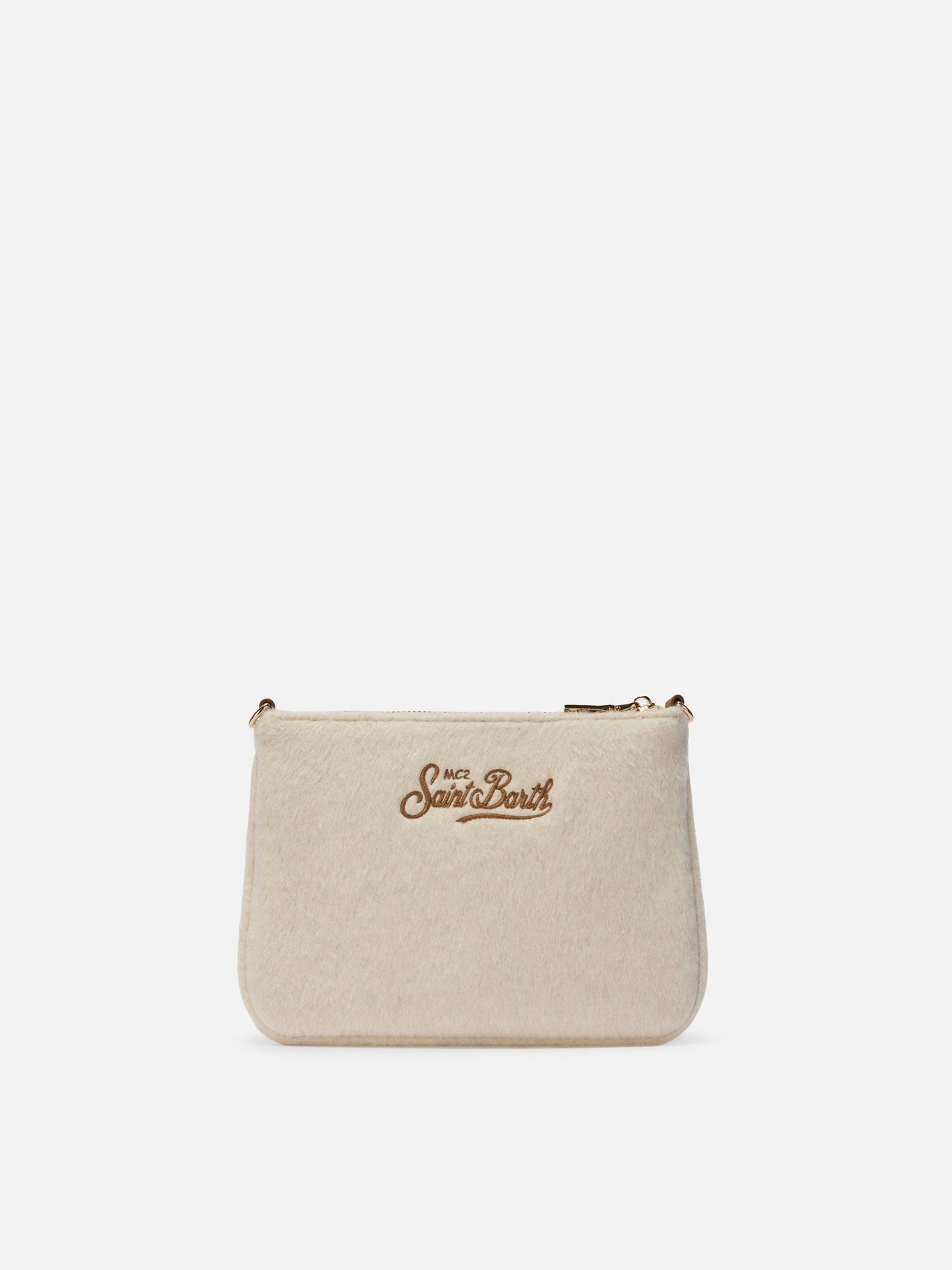 Borsetta a spalla Parisienne Mini Felt in misto lana bianco