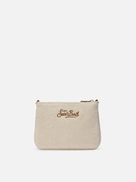 Borsetta a spalla Parisienne Mini Felt in misto lana bianco