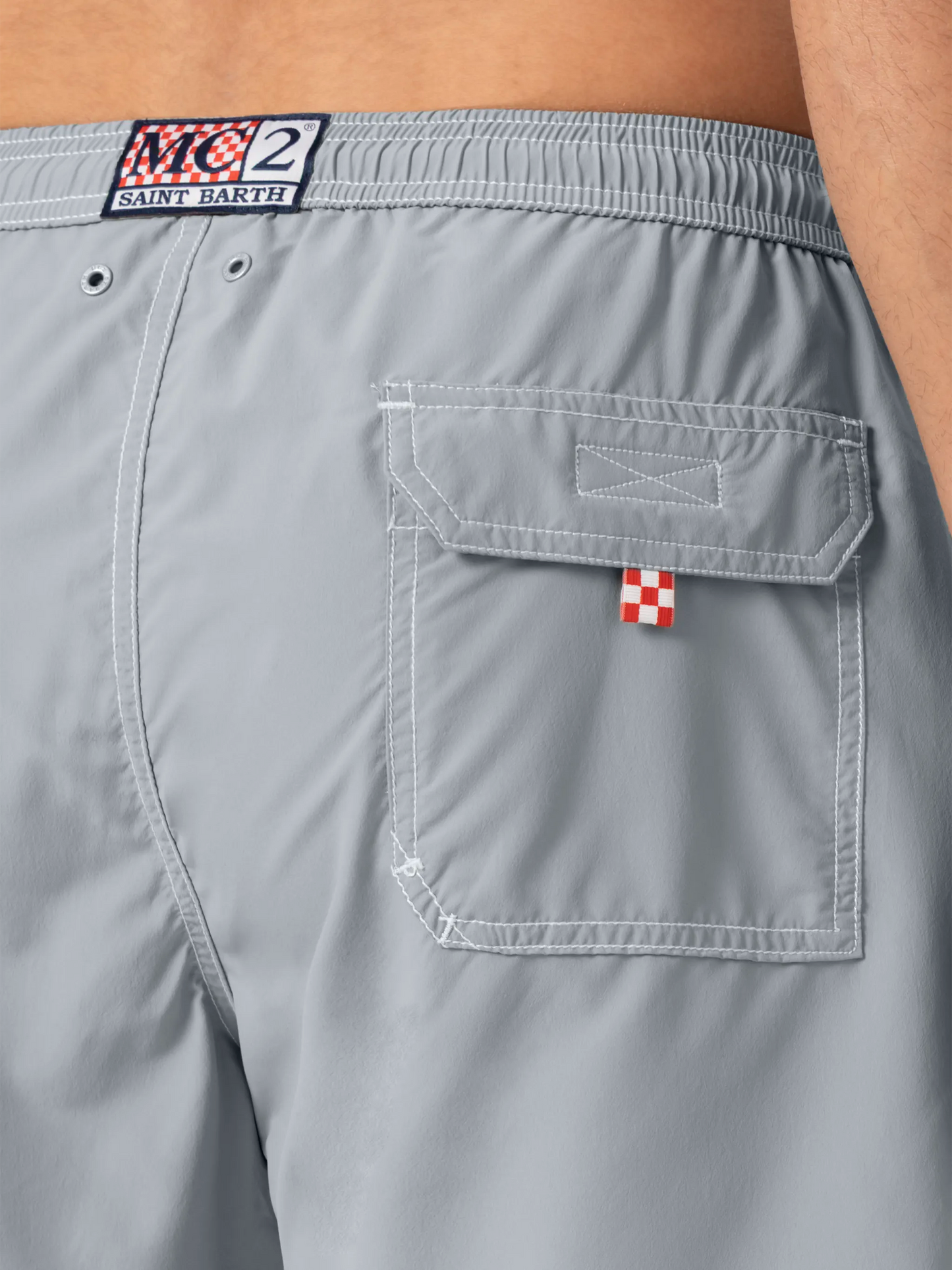 Grey mid-length classic light swim shorts Patmos - MC2 Saint Barth