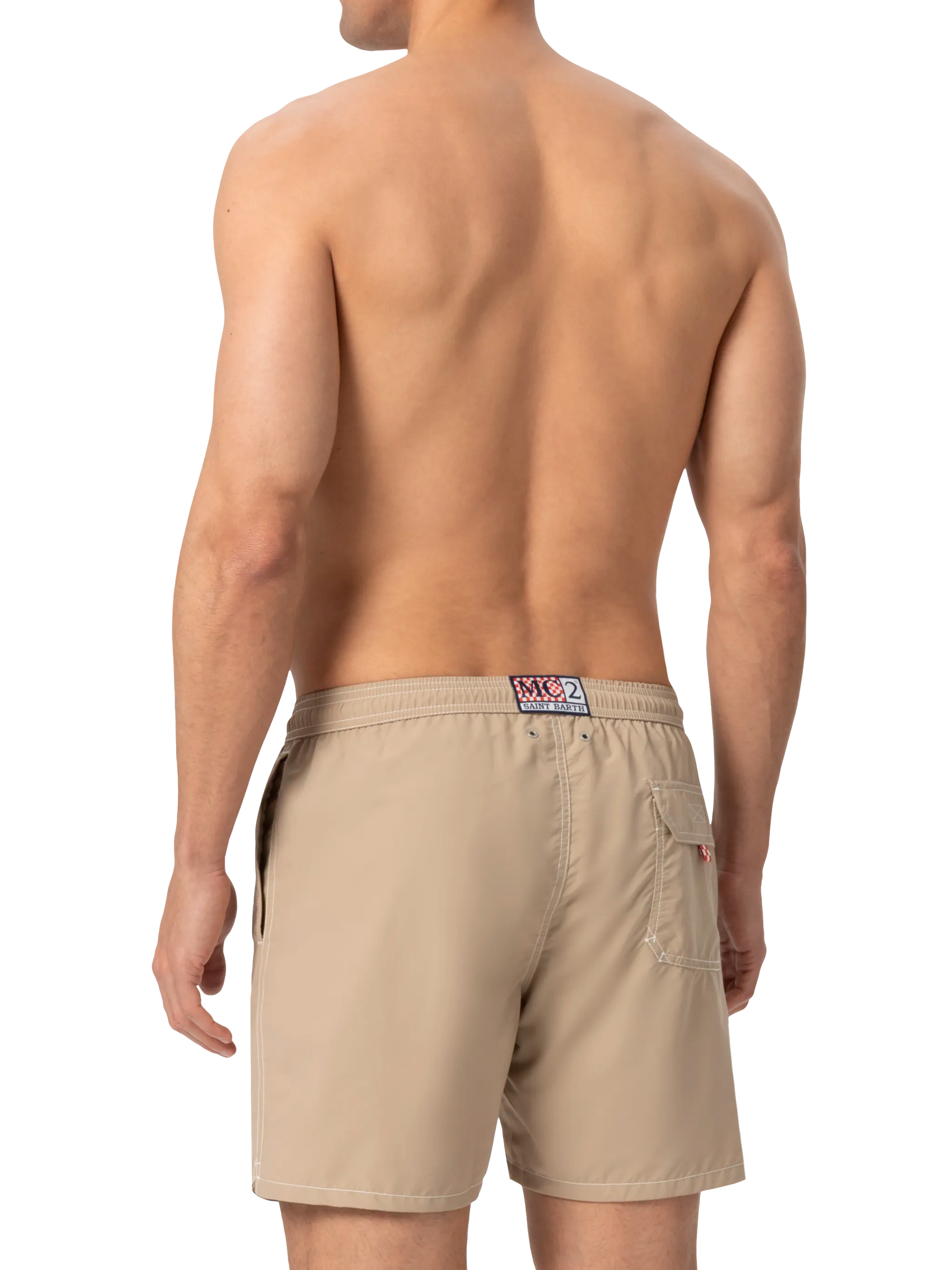 Beige mid-length classic light swim shorts Patmos - MC2 Saint Barth