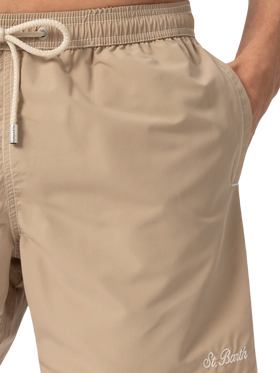 Beige mid-length classic light swim shorts Patmos - MC2 Saint Barth