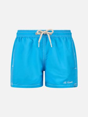 Boy aqua blue mid-length swim shorts Patmos Jr - MC2 Saint Barth