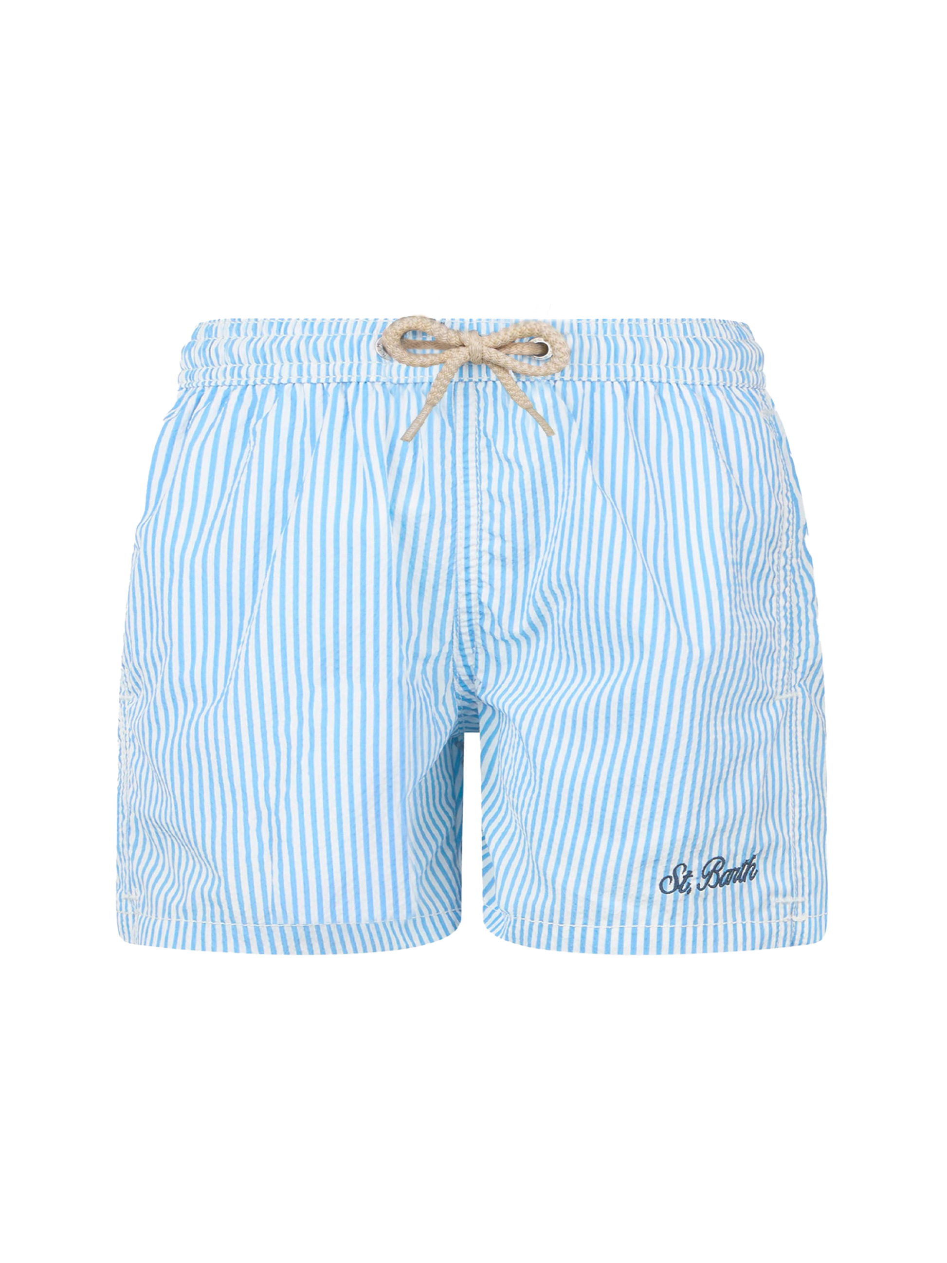 Patmos Jr seersucker striped mid-length swim shorts - MC2 Saint Barth
