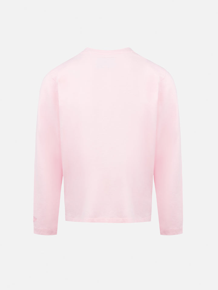 Girl pink long-sleeve t-shirt Penny with I'm a star embroidery - MC2 Saint Barth