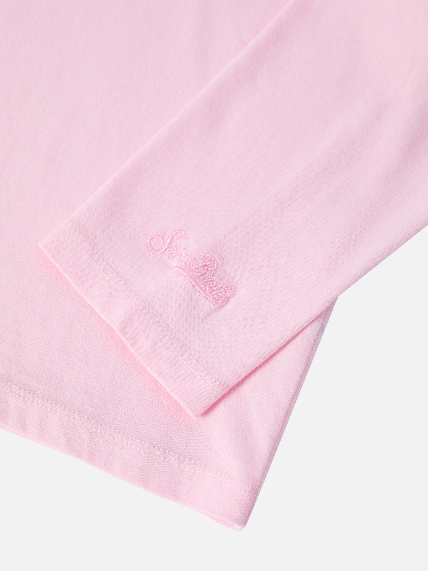 Penny long-sleeve cotton T-shirt in pink with Bella e Monella embroidery