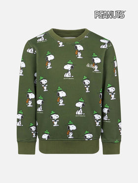 Felpa da bambino girocollo verde con stampa Snoopy | EDIZIONE SPECIALE SNOOPY PEANUTS™