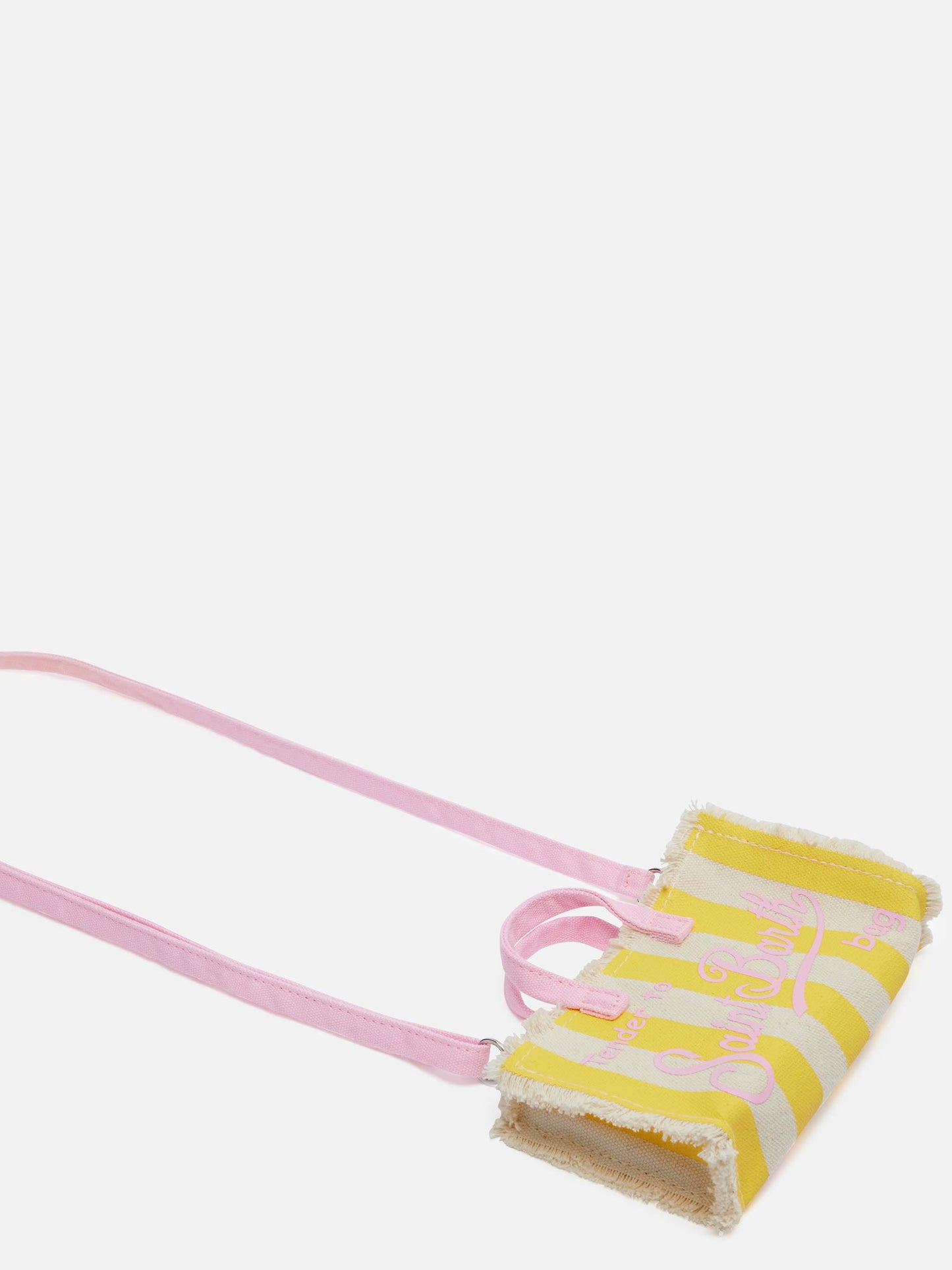 Handytasche aus Baumwollcanvas mit gelbem Streifendruck