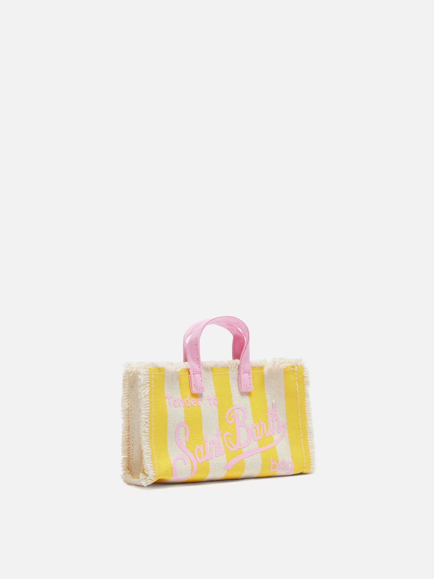 Handytasche aus Baumwollcanvas mit gelbem Streifendruck