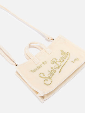 Mini Phone Bag Velvet in white velvet