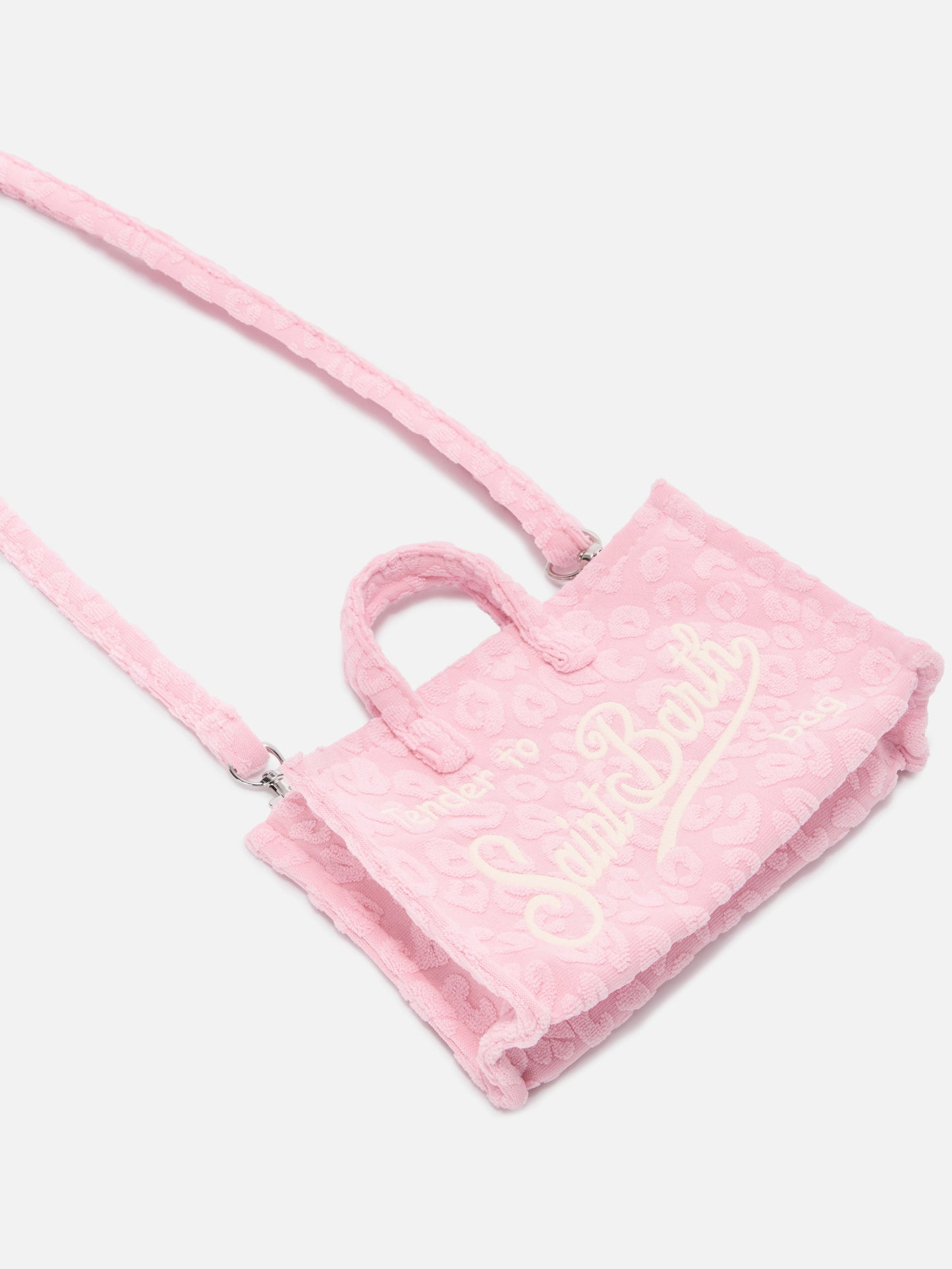 Mikro Phone-Bag in Frottee-Optik mit geprägtem Leopardenmuster