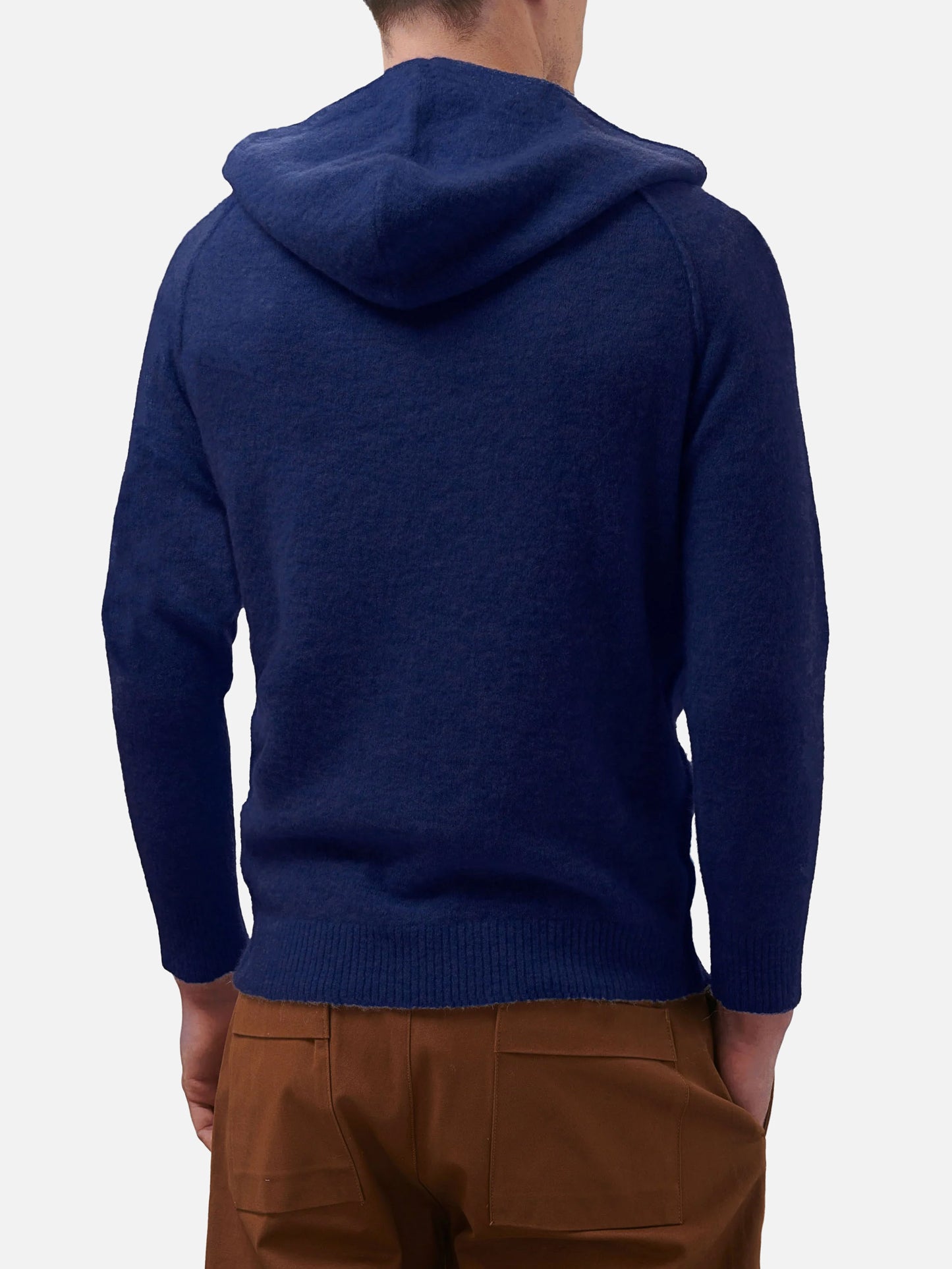 Man navy blue stretch alpaca hooded sweater Piccadilly